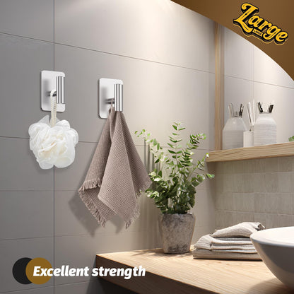 Heavy Duty Adhesive Hooks - 26lb Max, Sticky Wall Hooks Waterproof Stainless Steel for Hanging Towel, Coat, Robe, Towel Hooks Stick on Bathroom, Kitchen, Shower, Door (Black, 4 Pack)