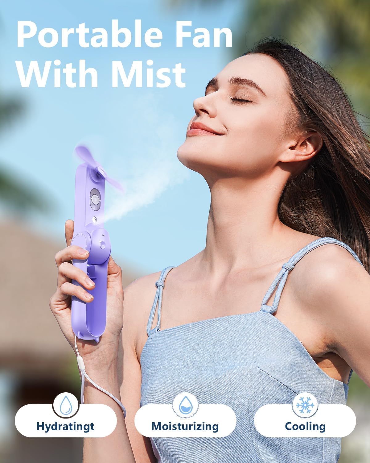 SWEETFULL Misting Fan Portable, Handheld Personal Mister Fans, Small Fan Rechargeable, Mini Spray Water Mist, Kids Women Portable Fans For Travel, Outdoors, Hiking, Camping Home Office (Pink)