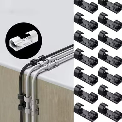 20 Pieces Strong Adhesive Cable Wire Management Clips - Self-Adhesive Cord Organizer Clamps for Wall, Under Desk, Car, Office & Home (Black)