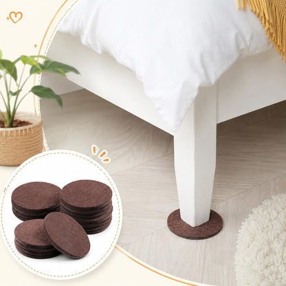 16 Pcs 2-1/2”/63mm Felt Furniture Pads for Hardwood Floors, Brown Round Self Adhesive Furniture Pads, 5mm Thick Anti Scratch Floor Protectors for Chair Legs Furnitures Feet