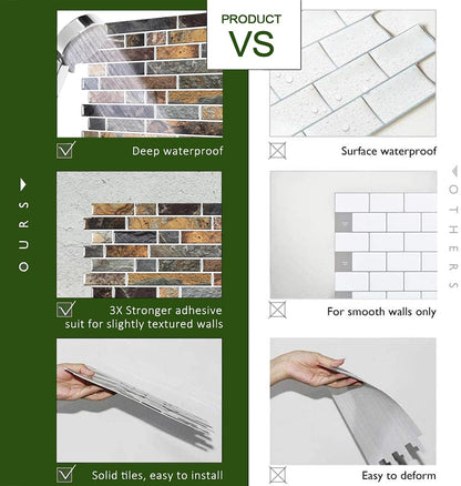 STICKGOO Thicker Design Peel and Stick, Self Adhesive Stick On Tile Backsplash for Kitchen and Bathroom, Beige & White, 12”×12”, 10 Sheets