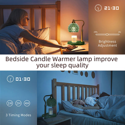 Candle Warmer Lamp with Timer & Dimmer, Glass Lamp Candle Warmer for Jar Candles, UPGRATED with 3 Bulbs, Height Adjustable Electric Wax Warmer for Elegant Home Decor (Crystal Clear)