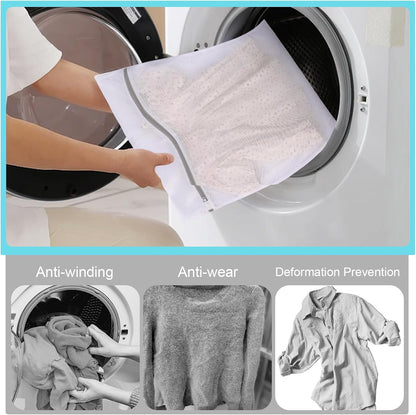 Mesh Laundry Bags for Delicates, Lingerie Wash Bags with Auto-Lock Zipper, 100% Polyester Fine Mesh, White Net, 2XL, 2L, 2S