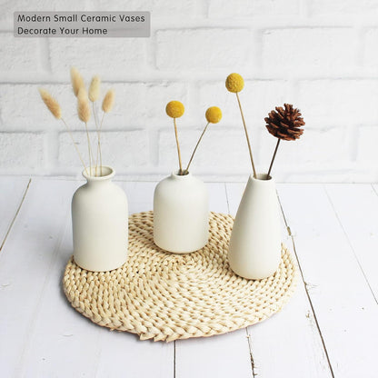 YANLING 6 Pack White Vase Small Ceramic Vases for Decor, Bud Vases | for Centerpieces White Vases for Flowers Boho Home Decor, Pampas Grass Dried Flowers Vases