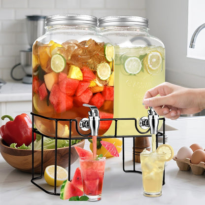 1 Gallon Glass Drink Dispensers For Parties，Lemonade Beverage Dispenser With Stand And Spigot For BBQ, Picnic, Party,Laundry Detergent Dispenser