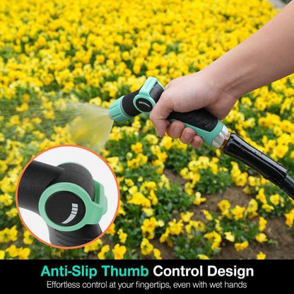 Besiter Garden Hose Nozzle Sprayer: 2 Pack 10 Watering Patterns Spray Nozzles Heavy Duty Metal Hose Head Hose Attachment, Thumb Control On Off Valve