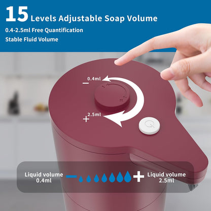 Aunmaon Automatic Soap Dispenser Touchless, Hands-Free, Multi Adjustable Volume, Long Battery Life, Compatible with Thick & Thin Dish/Hand Soap for Bathroom and Kitchen, Easy for Toddlers, Black