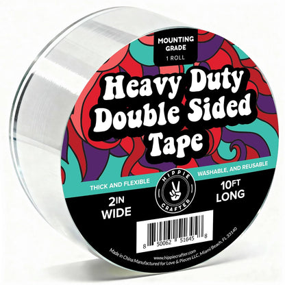 HIPPIE CRAFTER Double Sided Tape Heavy Duty for Walls - Nano Clear Mounting Tape, Removable & Reusable Two Sided Tape for Hanging, Strong Adhesive Wall Tape Transparent Roll 1" x 10FT
