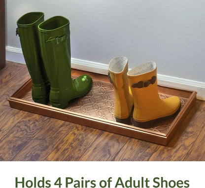 Good Directions Medium Boot Tray, Double Circles Multi-Purpose All Weather Decorative Tray, Shoes, Plants, Pet Bowls, 30x13x2 Inch, Dark Zinc Gray Steel