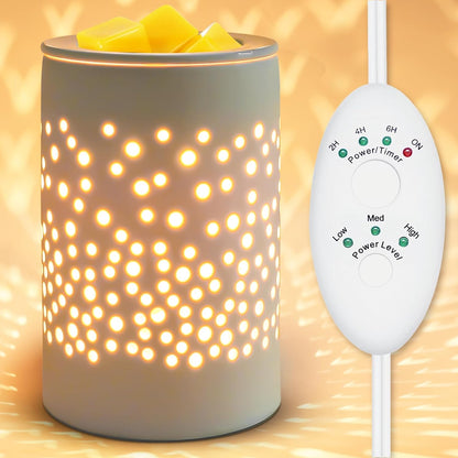 Bobolyn Wax Melt Warmer with Timer Ceramic Electric Candle Warmer Lamp with Timer and Dimmer for Scented Melts Wax Burner Fragrance Wax Melter for Home Office Bedroom Decor Gift for Mom Women
