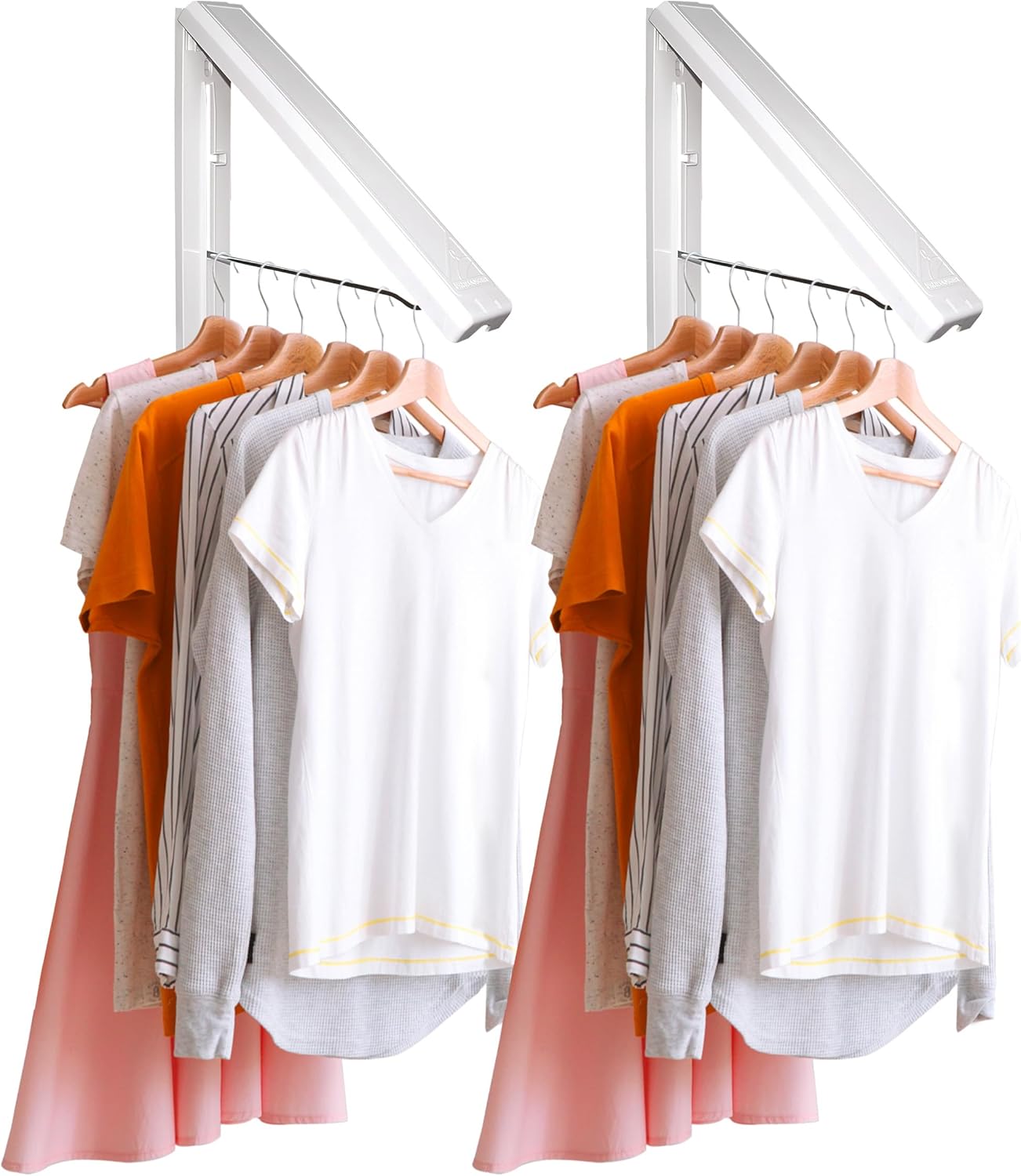 InstaHanger Clothes Drying Rack - Wall Mounted Laundry Drying Rack for Small Spaces - Wall-Mounted Clothes Racks Holds Up to 60 lbs - Space Saving Collapsible Laundry Hanger for Storage