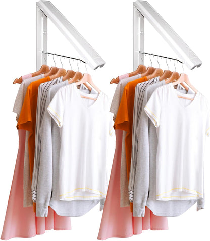 InstaHanger Clothes Drying Rack - Wall Mounted Laundry Drying Rack for Small Spaces - Wall-Mounted Clothes Racks Holds Up to 60 lbs - Space Saving Collapsible Laundry Hanger for Storage
