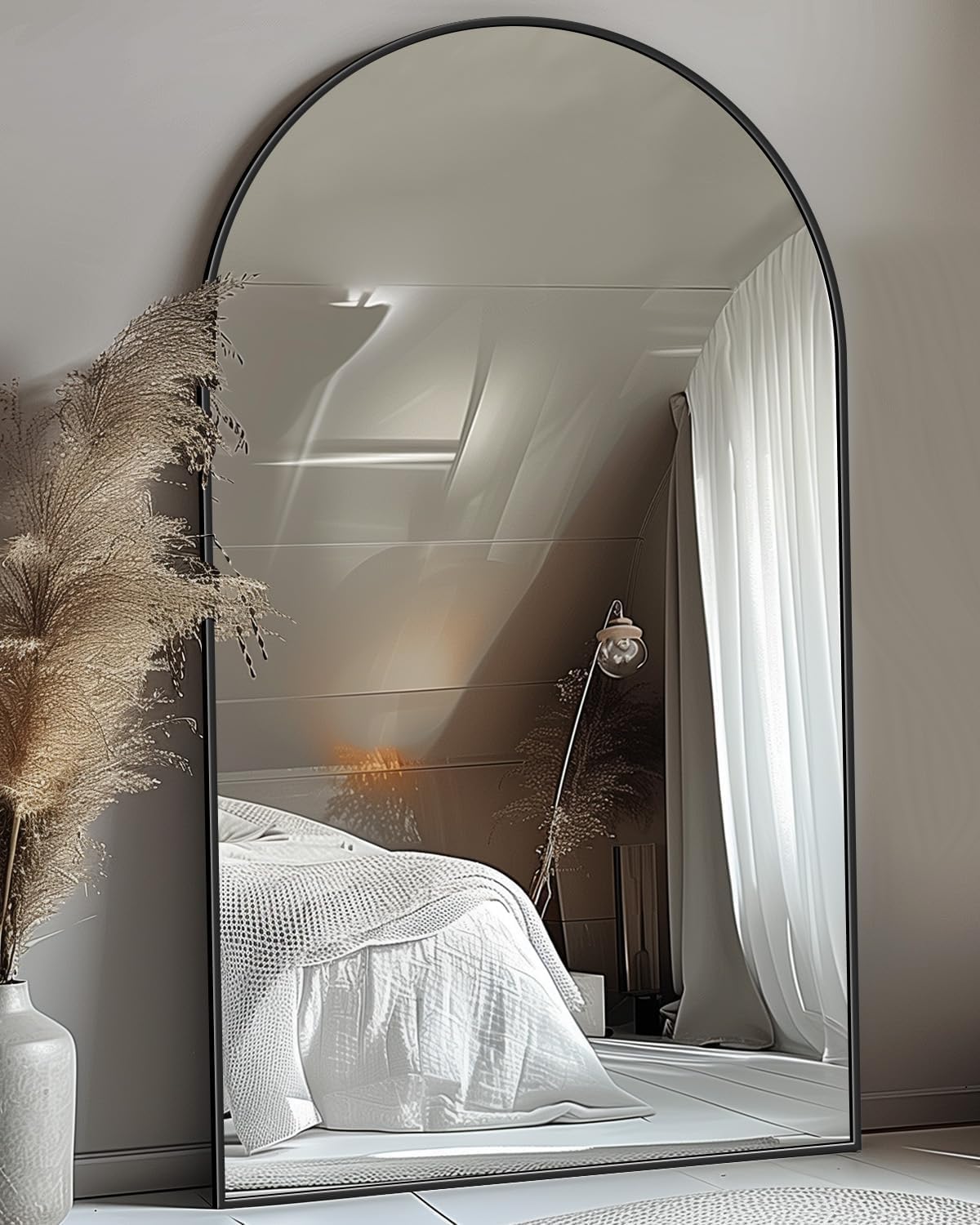 Antok 58" x19” Arched Full Length Floor Mirror, Gold Aluminum Frame, Free Standing/Wall Mount/Leaning for Bedroom, Living Room, Dressing Room