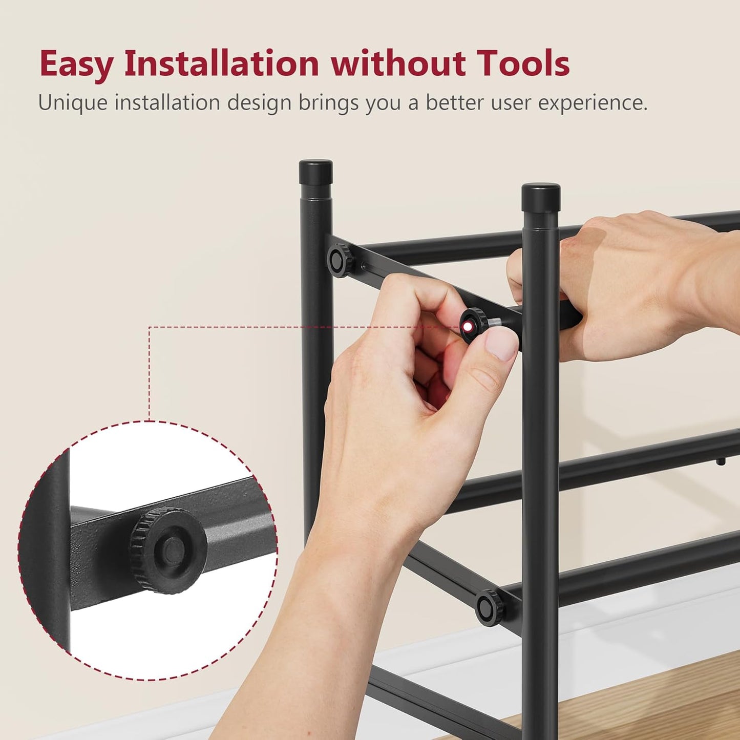 Tajsoon Expandable Shoe Rack for Closet 3 Tier, 28“-41“Adjustable & Stackable Shoe Shelf Storage, Metal Shoe Rack Organizer for Front Door Entrance, Closet, Garage, Entryway, Black