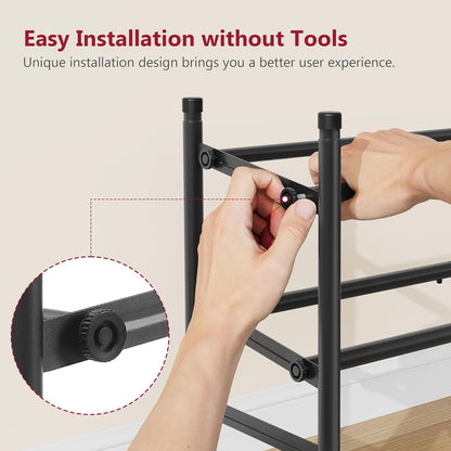Tajsoon Expandable Shoe Rack for Closet 3 Tier, 28“-41“Adjustable & Stackable Shoe Shelf Storage, Metal Shoe Rack Organizer for Front Door Entrance, Closet, Garage, Entryway, Black