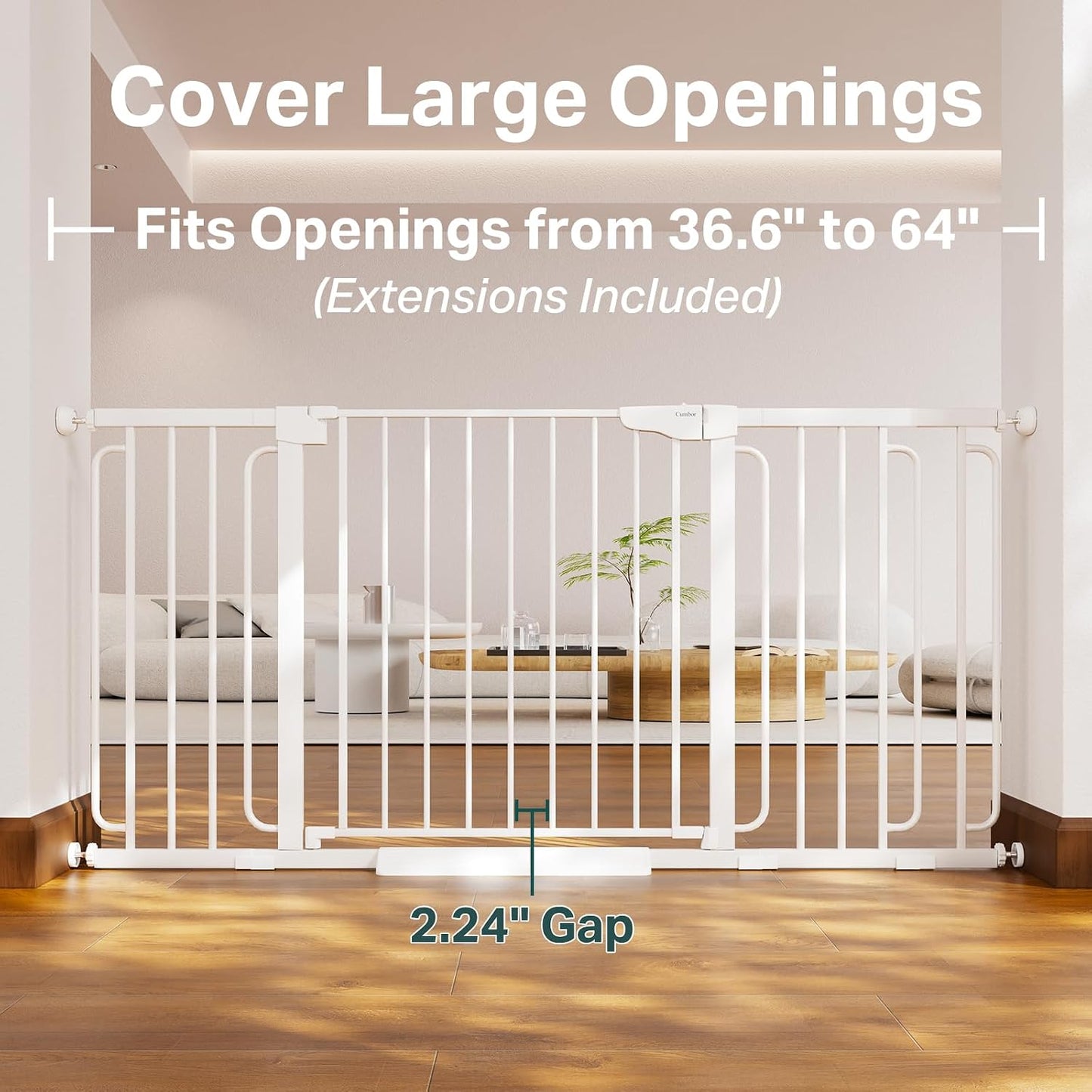 Cumbor 29.7-48" Baby Gate for Stairs, Mom's Choice Awards Winner-Dog Gate for Doorways, Auto Close Safety Pet Gate for Dogs Indoor, Easy Install Pressure Mounted Child Gate with Walk Thru Door, Brown