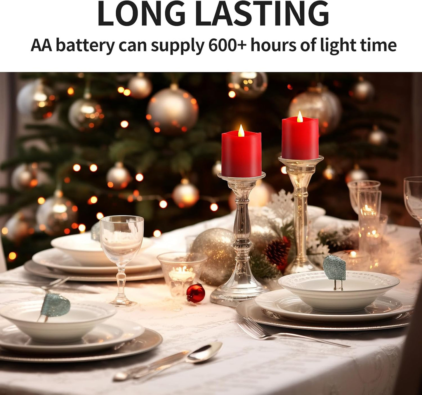 3x3 Flickering Flameless Candles Set of 2, 2AA Battery Life 600 Hours Battery Candles Flickering with Timer,3 inch Flameless Candles with Remote for Indoor/Outdoor, Ivory