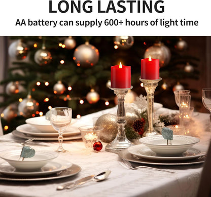 3x3 Flickering Flameless Candles Set of 2, 2AA Battery Life 600 Hours Battery Candles Flickering with Timer,3 inch Flameless Candles with Remote for Indoor/Outdoor, Ivory