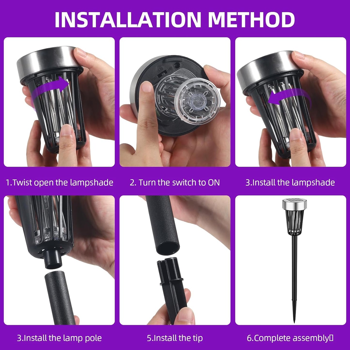 2026 Solar Bug Zapper Outdoor Waterproof Mosquito Repellent Outdoor Patio Mosquito Trap & Killer for Garden, Farm, Backyard, Solar Powered Fly Zapper for Small Flying Insect, Flies, Gnats, Moths(4)