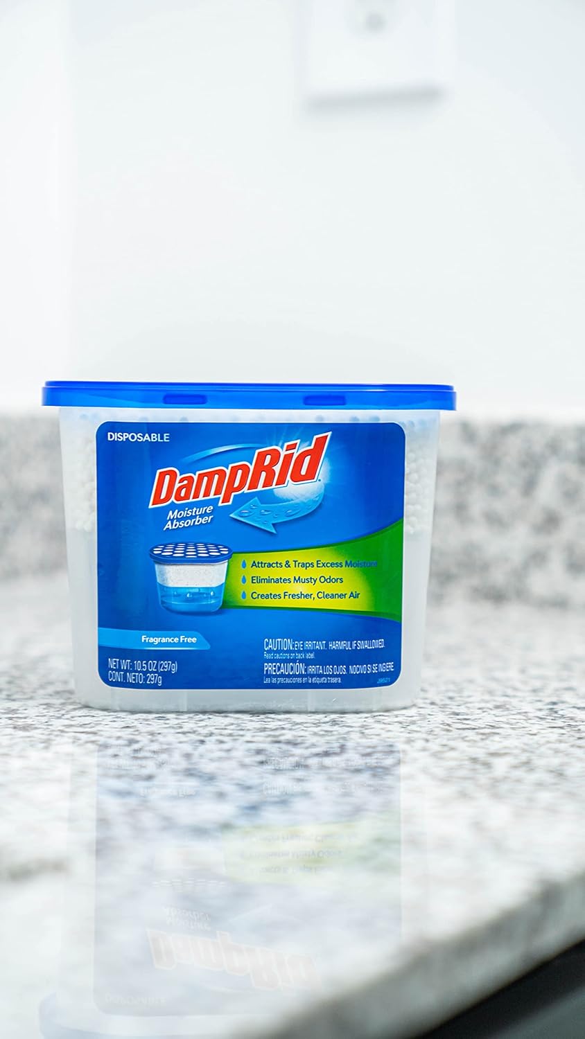 DampRid Fragrance Free Disposable Moisture Absorber - 10.5 oz. Each - 3 Pack – Attracts & Traps Excess Moisture, Eliminates Musty Odors, Creates Fresher, Cleaner Air White