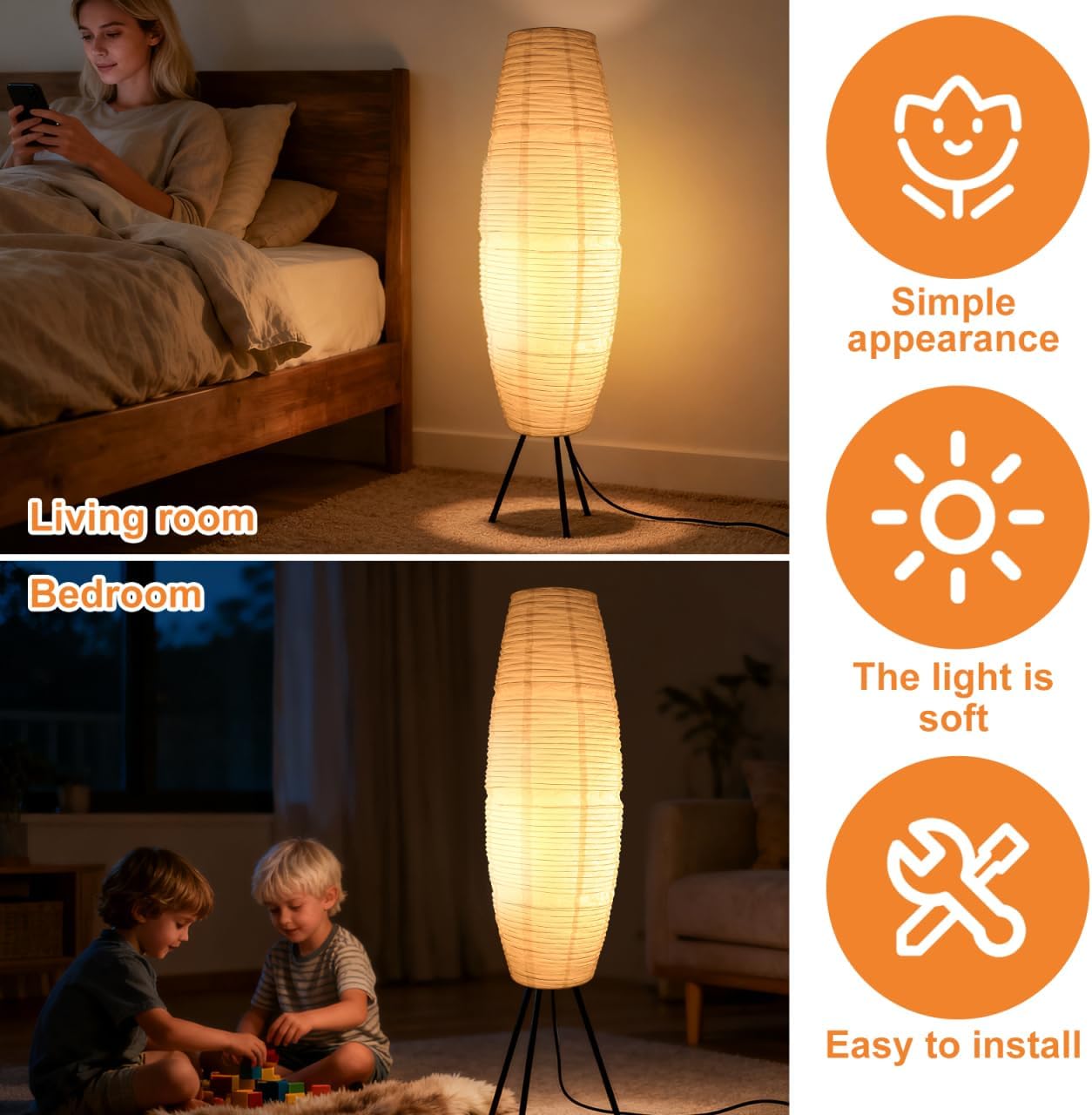 SHINEOFI Paper Lamp Shade Floor Lamp Shade Foldable Floor Lampshade Replacement for Bedroom Light Accessory Home Hotel Bedside Desk