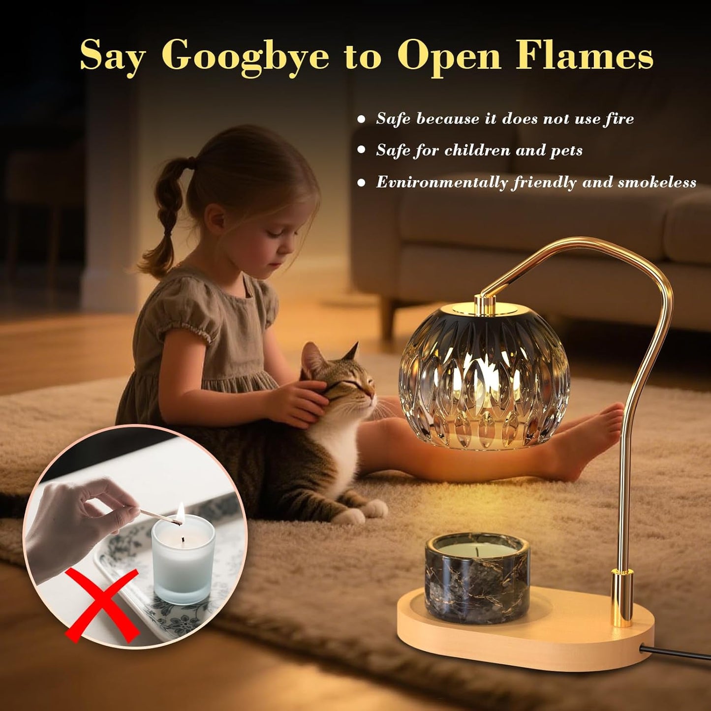 Candle Warmer Lamp with Timer & 4-Level Dimmer, Electric Wax Warmer for Jar Candles, Black Home Decor with 2 Bulbs, Gift for Women, Men, Housewarming