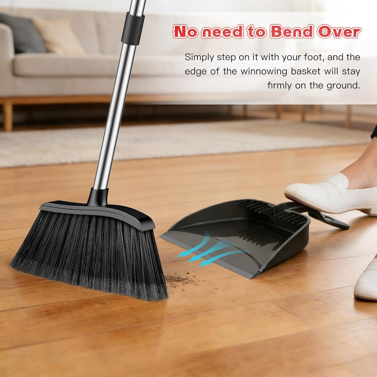 Heavy Duty Broom, 54-inch Adjustable Long Handle Angle Brooms Large Brooms for Sweeping Indoor and Outdoor Commercial Broom for Home Kitchen Patio Garage Porch Courtyard Classroom, Red