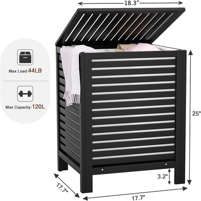 Homykic Bamboo Laundry Hamper with Lid, 120L Large Clothes Laundry Sorter with Removable 2-Section Liner Bag, Raised Laundry Basket Organizer for Clothing, Bathroom, Bedroom, Laundry Room, Natural