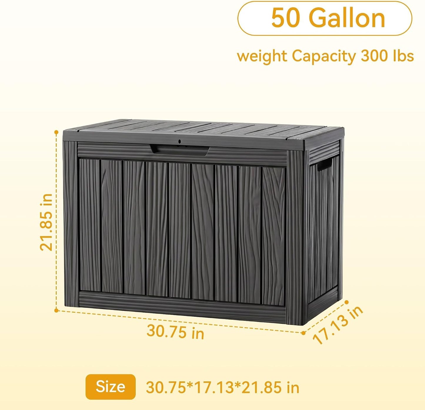 35 Gallon Waterproof Outdoor Storage Box,Deck Boxs for Outdoor and Indoor Use,Deck Storage Box for Picnic Supplies,Gardening Tools,Lockable and Easy to Install(Black)