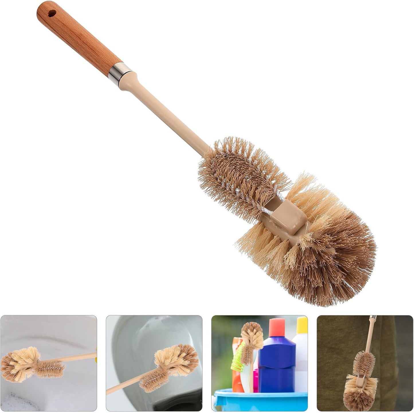 Long Handle Toilet Brush Cleaner Narrow Scrub Brush for Bathroom Toilet Bowl Cleaning Under Rim and Hard-to-Reach Areas