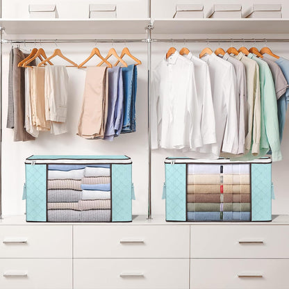 90L Large Storage Bags, 6 Pack Clothes Storage Bins Foldable Closet Organizers Storage Containers with Reinforced Handle for Clothing, Blanket, Comforters, Bed Sheets, Pillows and Toys (Gray)
