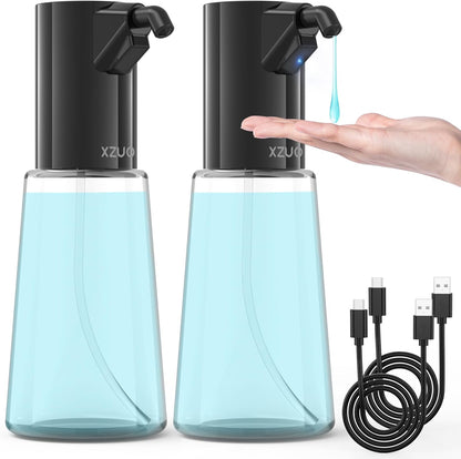 Automatic Soap Dispenser Touchless, Rechargeable 15oz/400ML Large Capacity Four-Level Adjustable Dispenser Volume Suitable for Bathroom and Kitchen (White)
