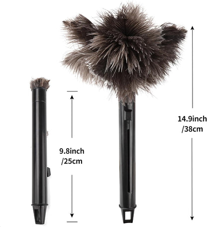 Extendable Cleaning Duster 94 Inch - Long Telescoping Ostrich Feather Dusters with Stainless Steel Extension Pole for High Ceiling Fan, High Ceilings,Roof Dusting