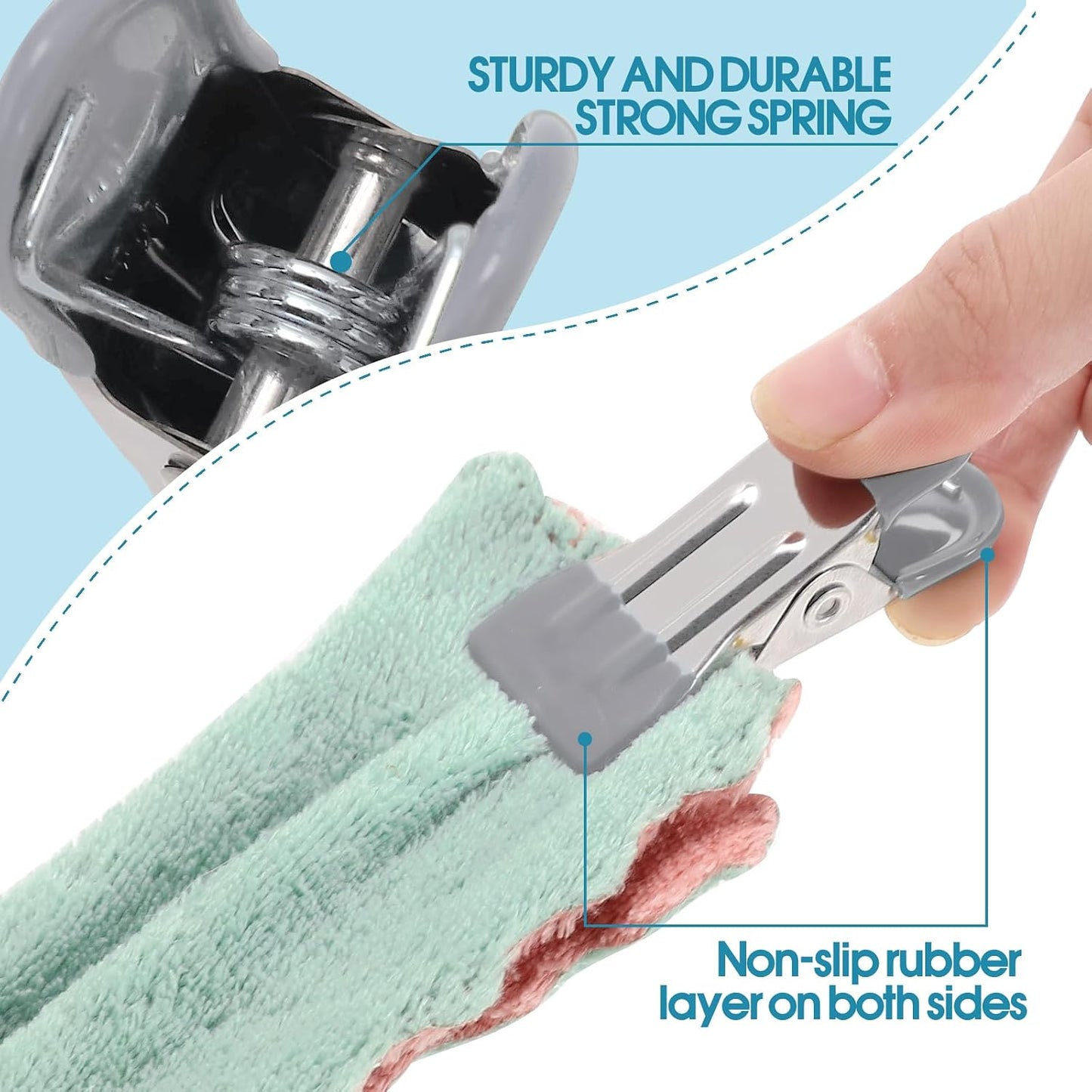 Clothes Pins Heavy Duty, 30 Pack, 2.17 Inch Metal Chip Clips, Clothespins for Photo Drying Clothesline Laundry Sock, Bag Clips for Food Kitchen Stainless Steel with Rubber, 6 Colors