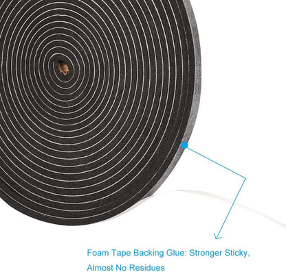 Seal Foam Tape,1/2 Inch W x 1/8 Inch T Weather Stripping for Door and Window,High Density Single Sided Closed Cell Door Insulation Weather Strip, 3 Rolls Total 50FT Black