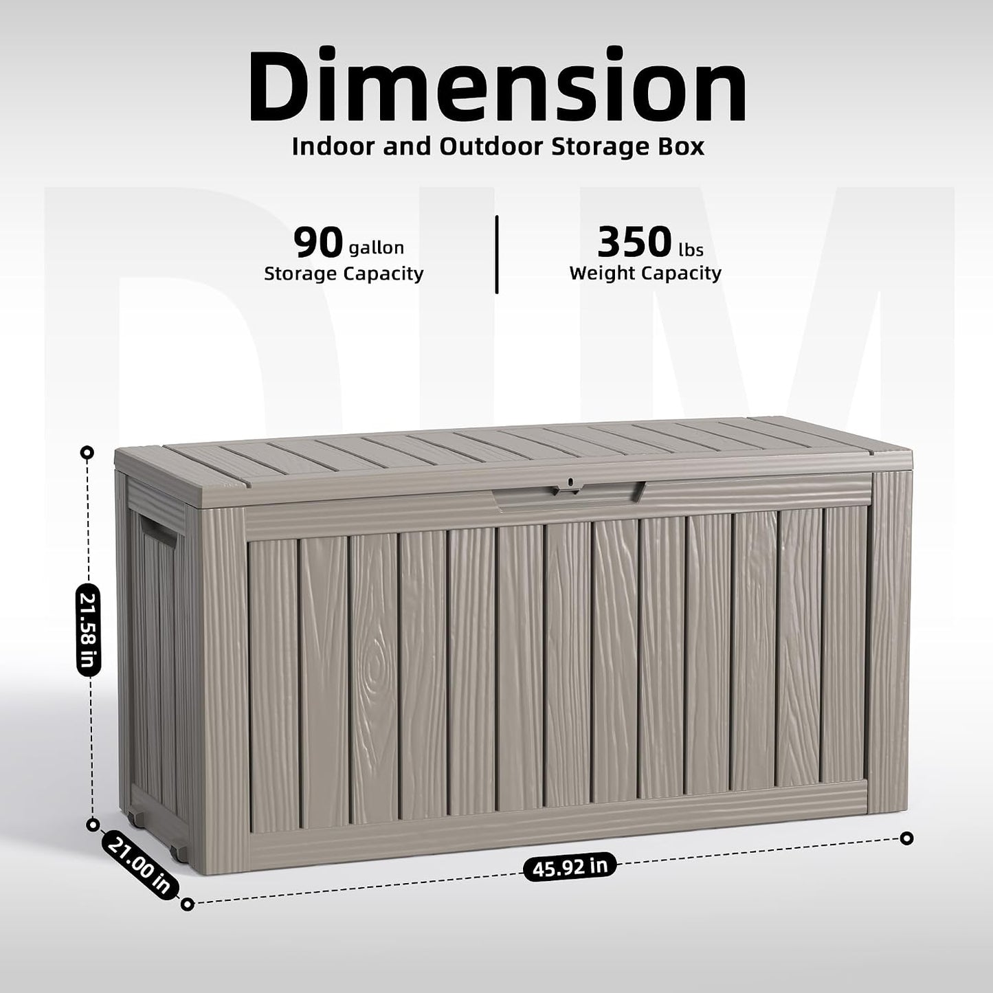 PatioZen 50 Gallon Deck Box Outdoor, Weatherproof Resin Patio Storage Box, Waterproof Outdoor Storage Boxes with Lid Lockable for Cushions, Garden Tools,Grey