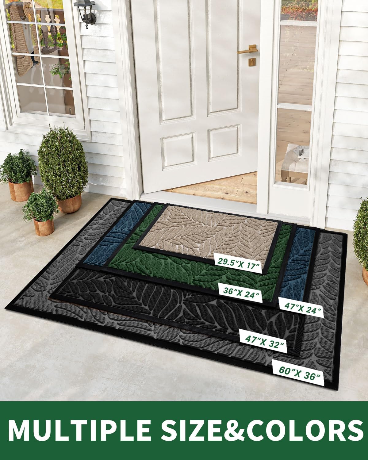 Yimobra Front Door Mat Outdoor Indoor, 29.5x17 All-Season Waterproof Door Mat Outside Entrance, All-Weather Non-Slip Outside Doormat for Garage Patio Entryway, Brown