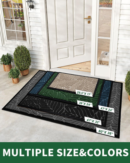 Yimobra Front Door Mat Outdoor Indoor, 29.5x17 All-Season Waterproof Door Mat Outside Entrance, All-Weather Non-Slip Outside Doormat for Garage Patio Entryway, Brown
