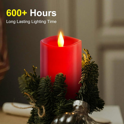 3x4 Flickering Flameless Candles Set of 3,Real Wax Pillar LED Candles,with Timer,4 inch Flameless Candles with Remote,for Party Wedding Holiday Home Decor,Ivory