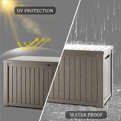 TARKARI 275 Gallon Resin Deck Box, Waterproof Outdoor Storage Box, Lockable for Patio Furniture, Garden Tools, Pool Accessories, UV-Resistant for All Weather Use, Black