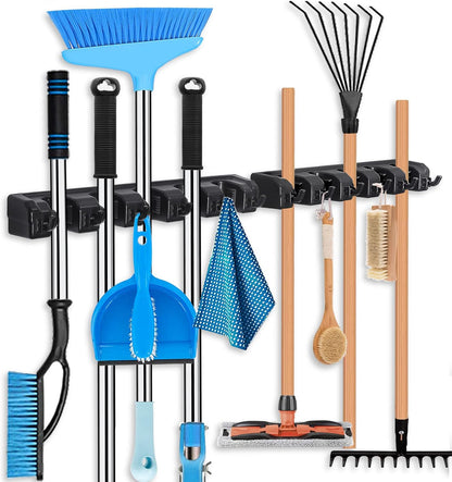 HYRIXDIRECT Broom Hanger Wall Mount, Broom and Mop Organizer Wall Hanging for Garage and Laundry Room
