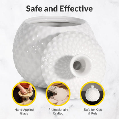 Elevated Lifestyle Fruit Fly Jar Trap - Decorative and Effective Ceramic Fruit Fly Catcher, Kid and Pet Friendly Fly Trap Indoor, Ideal for Kitchens, Restaurants, and Homes - (White)
