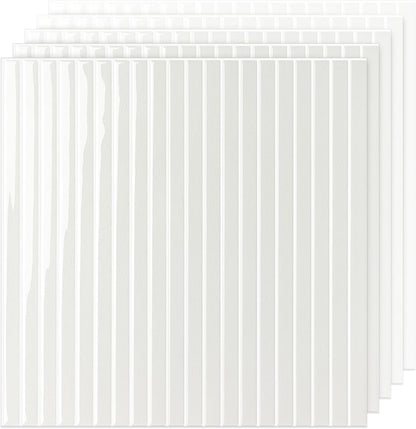 Peel and Stick Subway Backsplash Tiles, 5 Pack, 12 x 12 in, Almond | extra thick 3D wall panels, heat and water resistant wall panels, easy DIY kitchen, bathroom, laundry, fireplace wall décor
