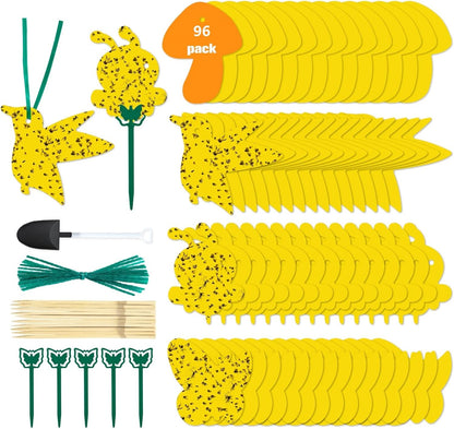 Yellow Sticky Fruit Fly Trap 54 Pack, Gnat Traps for Indoor House Plants | Catches Fungus Gnats, Fruit Fly, Whitefly, Aphid, Leaf Miner, No Harm & Odorless, Safe For Indoor Garden & Outdoor Plant Use