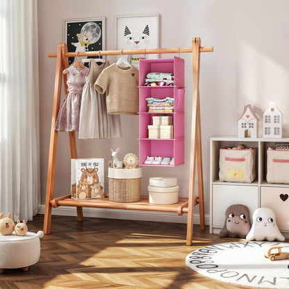 YOUDENOVA Hanging Closet Organizer, 4-Shelf Closet Hanging Storage Shelves, Grey