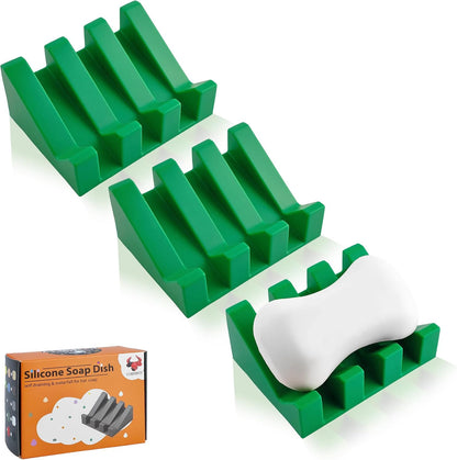 Self Draining Soap Dish Holder,Silicone Soap Dish,for Bathroom,Kitchen, Sponges，Can Extend Soap Life，Keep Soap Bars Dry and Easy Cleaning (White,1-Pack) - Colors A