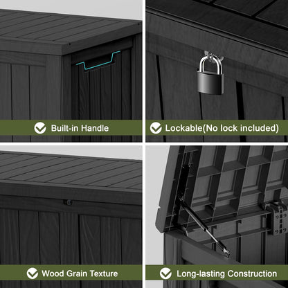 150 Gallon Waterproof Outdoor Storage Box,Resin Deck Box,Lockable Outside Storage Box Container for Patio Furniure,Garden,Tools (150 Gallon,Black)