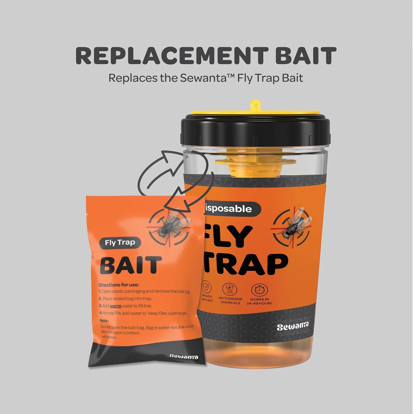 Fly Traps Outdoor [Set of 2] with Dissolvable Non-Toxic Bait - Reusable Hanging Bug Catcher Killer for All Flies for Outside Bug Control Patios, Barns, Ranches Etc. Hanging Fly Traps with Tie Included