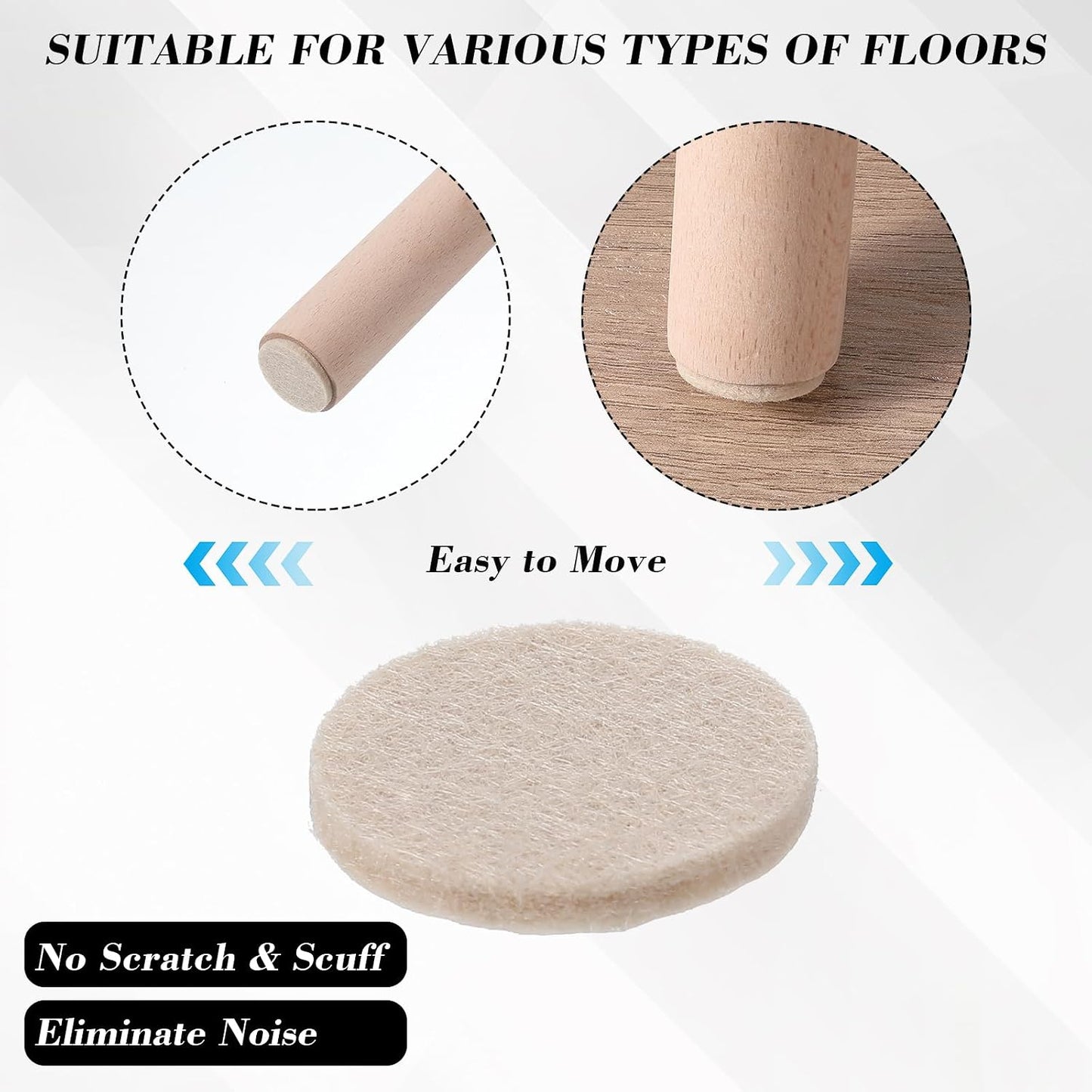 192Pcs Felt Furniture Pads Non Slip Chair Leg Pads Self Adhesive Felt Bumpers Chair FeltPad Chairs Leg Floor Protectors Furniture Sliders Cabinet Door Pad for Kitchen Cabinet Drawers Cupboards