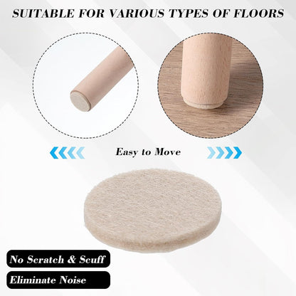 192Pcs Felt Furniture Pads Non Slip Chair Leg Pads Self Adhesive Felt Bumpers Chair FeltPad Chairs Leg Floor Protectors Furniture Sliders Cabinet Door Pad for Kitchen Cabinet Drawers Cupboards
